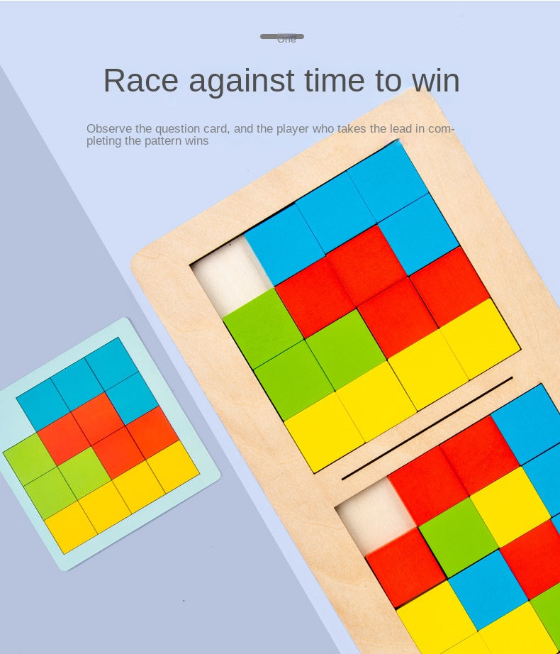 Montessori Battle Puzzle - Wooden 3D Cube Matching Game for Two