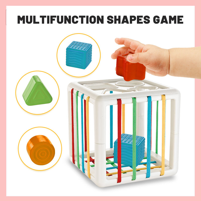 4-in-1 Set Toy Shape Sorter Montessori Sensory Baby Stacking Toys With Soft Silicon Stacking Blocks - 19 PCS