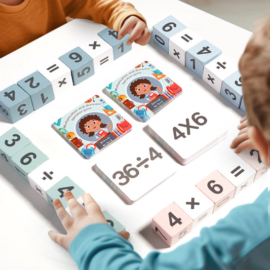 Wooden Math Blocks – Number Matching & Multiplication Game (Parent-Child Activity)