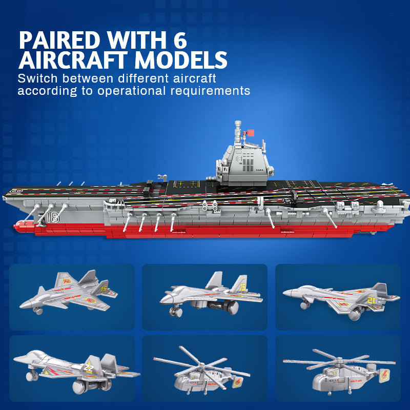 Aircraft Carrier Model Assemble Warship Building Blocks Brick Adult 003 Fujian Ship Toy