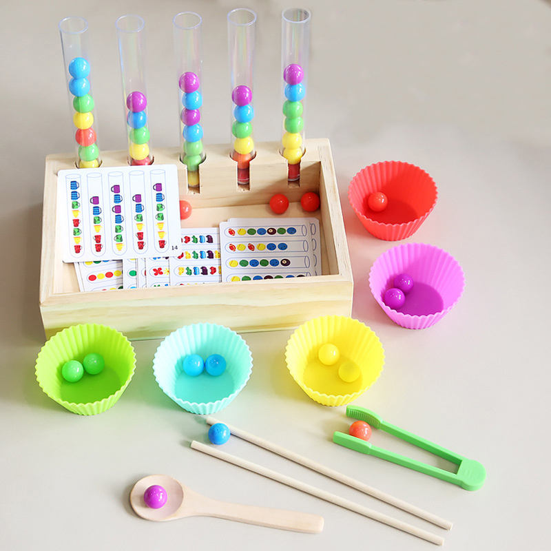 Wooden Clip Bead Game – Counting & Matching Activity for Fine Motor Skills