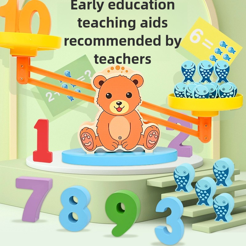 Number Learning Scale – Wooden Bear Counting Toy for Early Math Skills