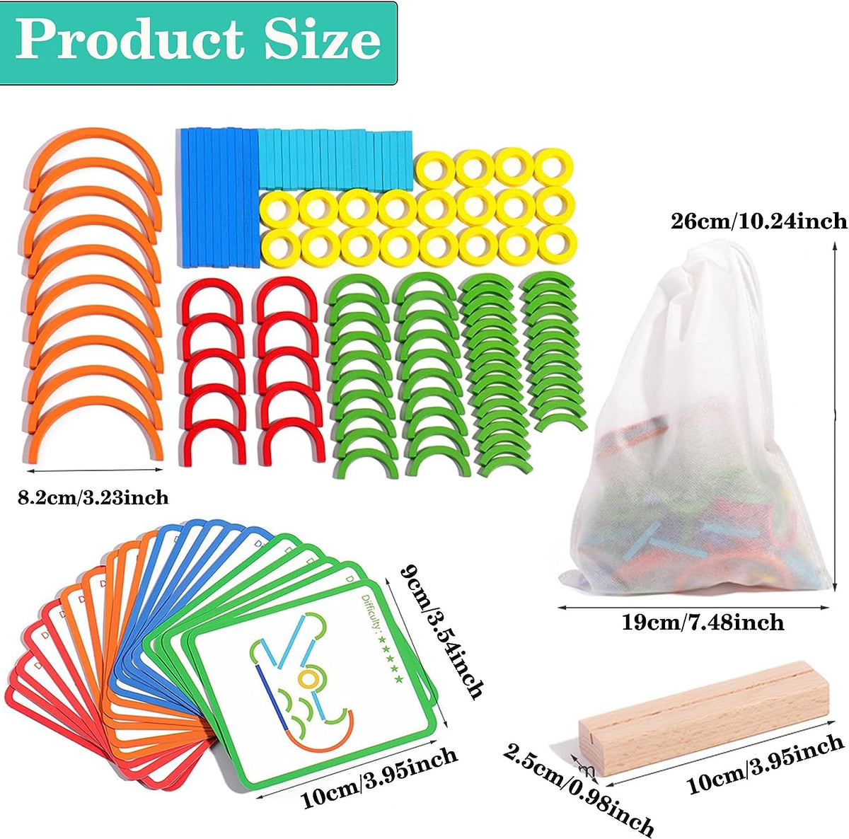 Montessori Sticks & Rings Board – 3D Wooden Puzzle for Toddlers