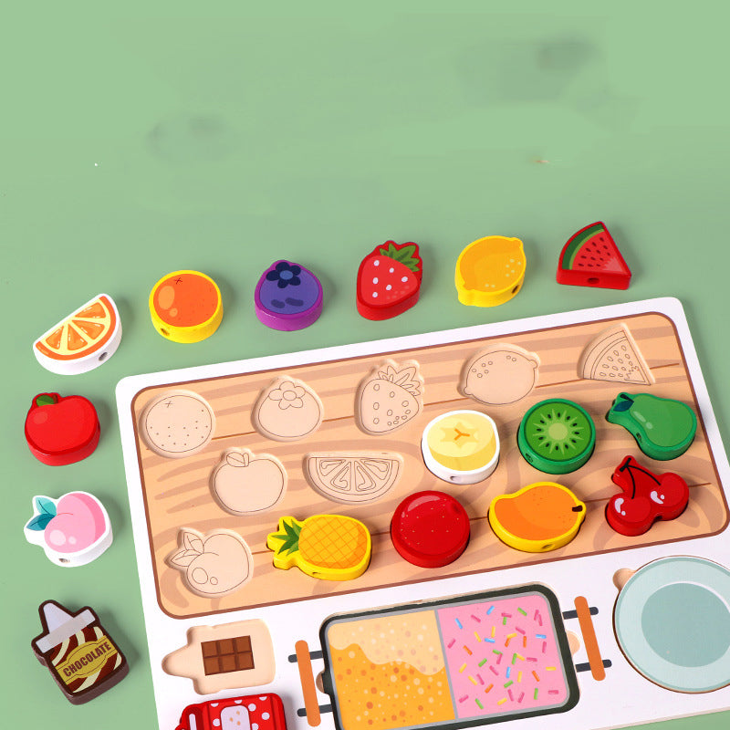 Wooden Fruit Puzzle Sticks – Montessori Early Learning & Kitchen Pretend Play Toy