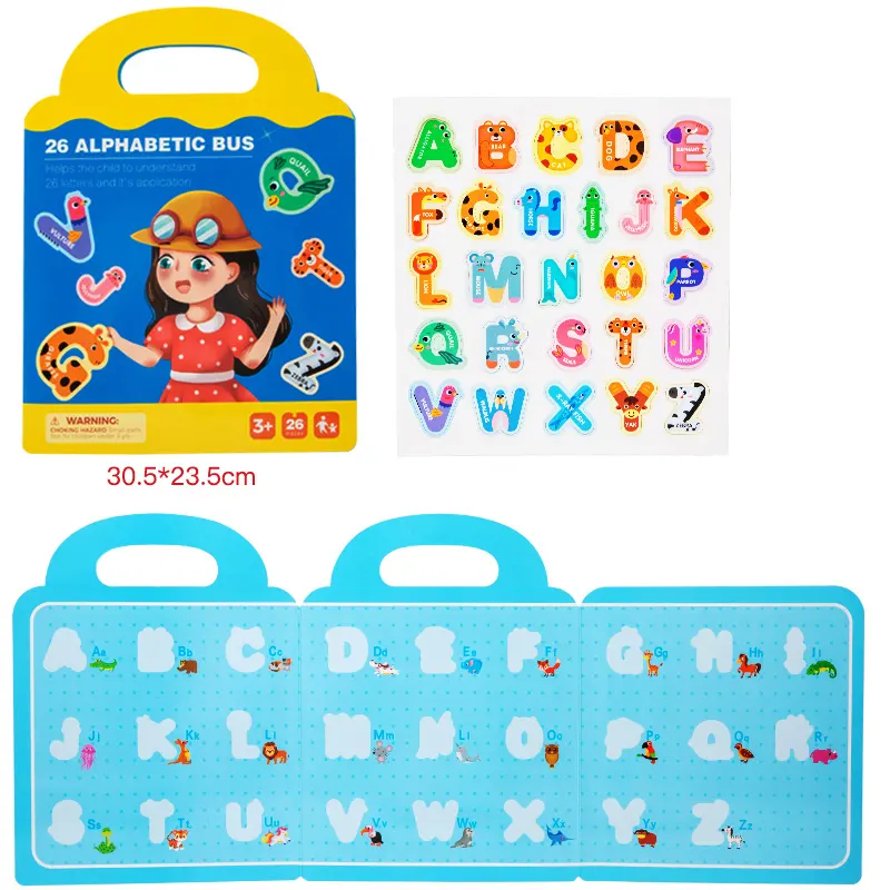 Preschool Montessori Educational  Magnetic Busy Book Reusable Sticker Puzzle Toy