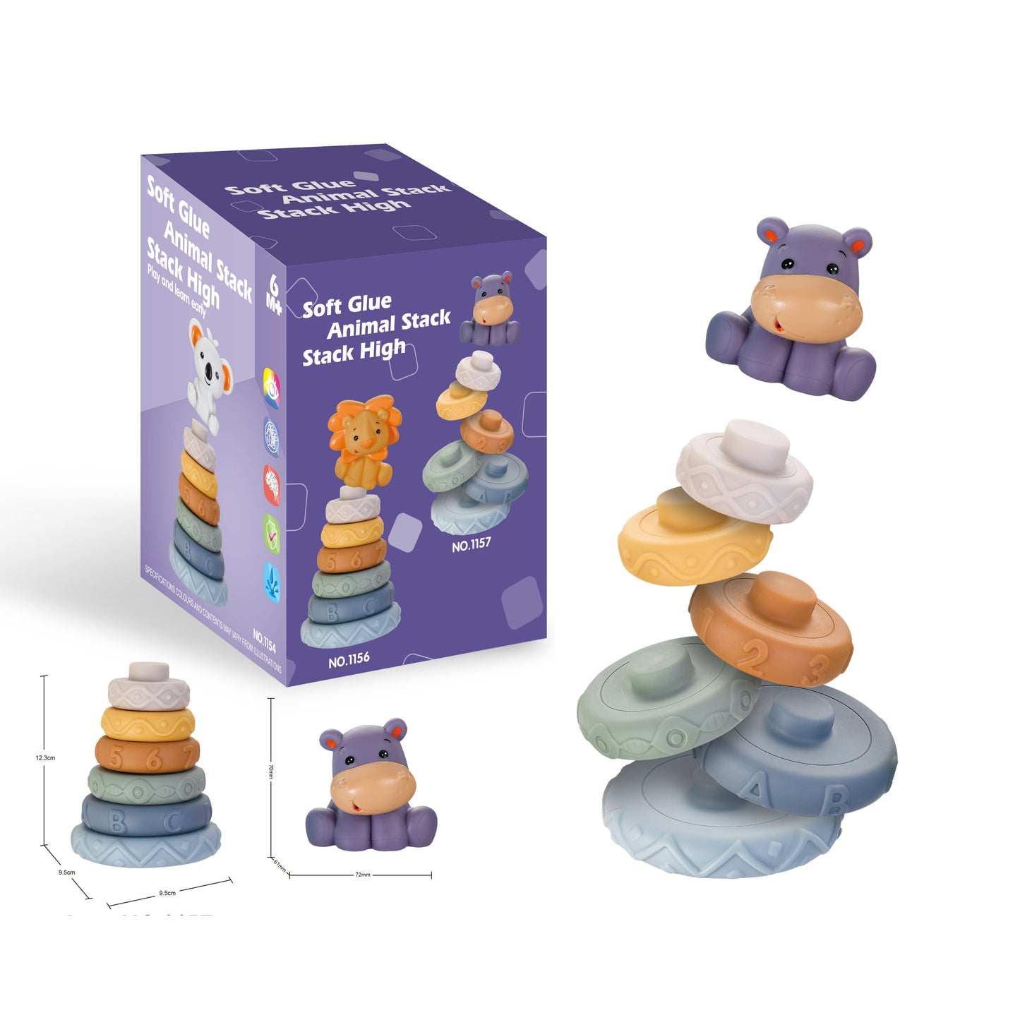 6-Layer Soft Silicone Rings Teething Stacking Tower Toy - 7 PCS