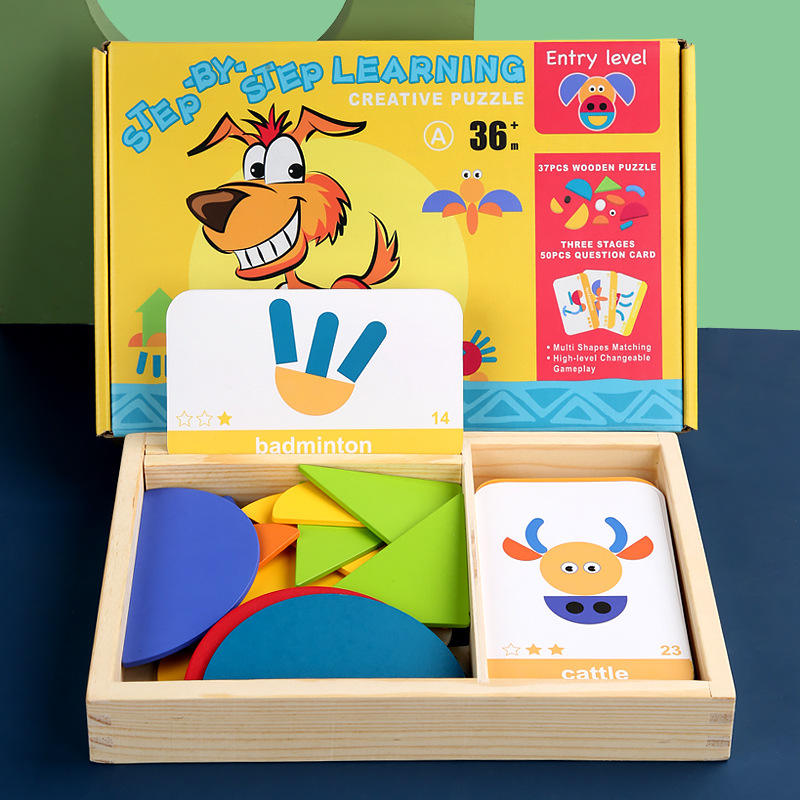 Montessori Wooden Puzzle - Geometric Shape Jigsaw for Creative Thinking