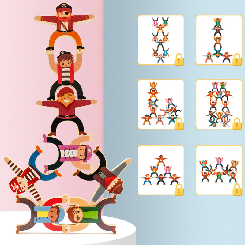 Wooden Equilibrium Stacking Toy – 12-Piece Hercules Balancing Blocks