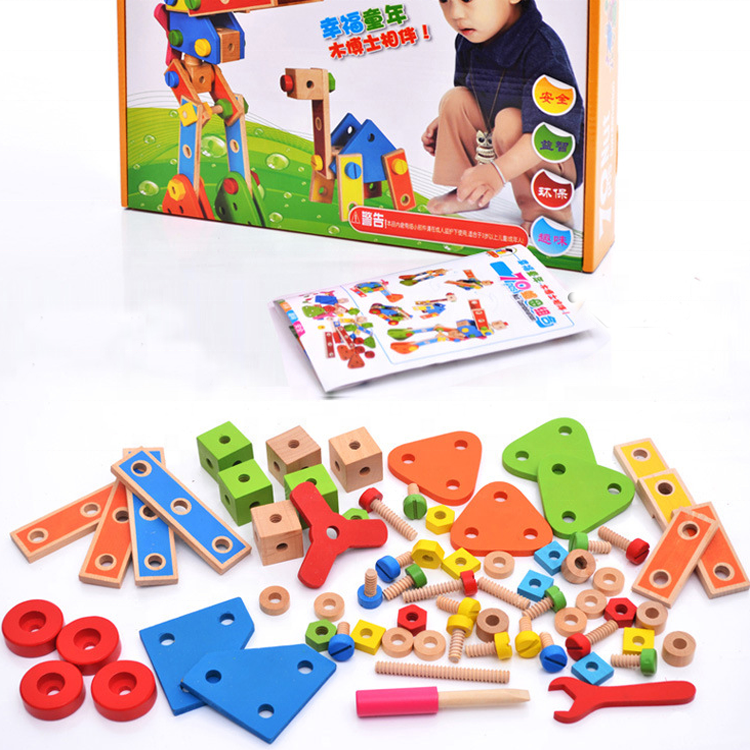 Montessori Wooden Screw Assembly Game – 70 PCS DIY Cartoon Nut Combination Learning Toy