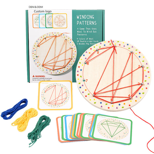 Montessori Threading Board - Wooden Nail & Rope Puzzle for Early Learning