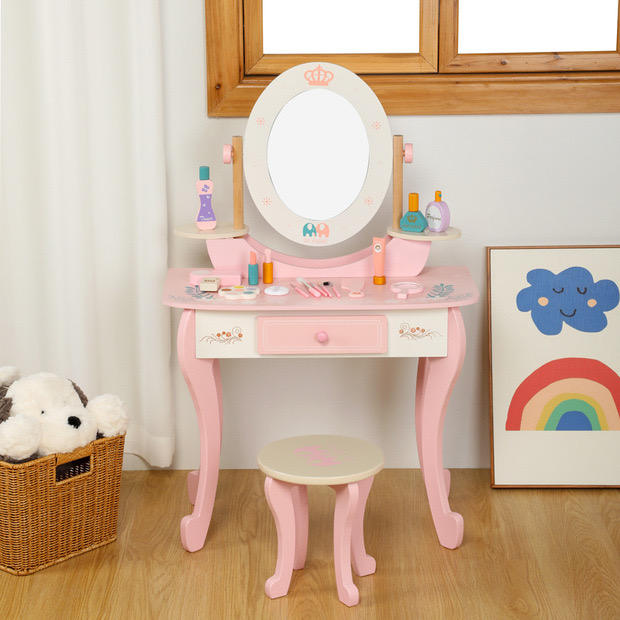Wooden Princess Dressing Table and Chair Set