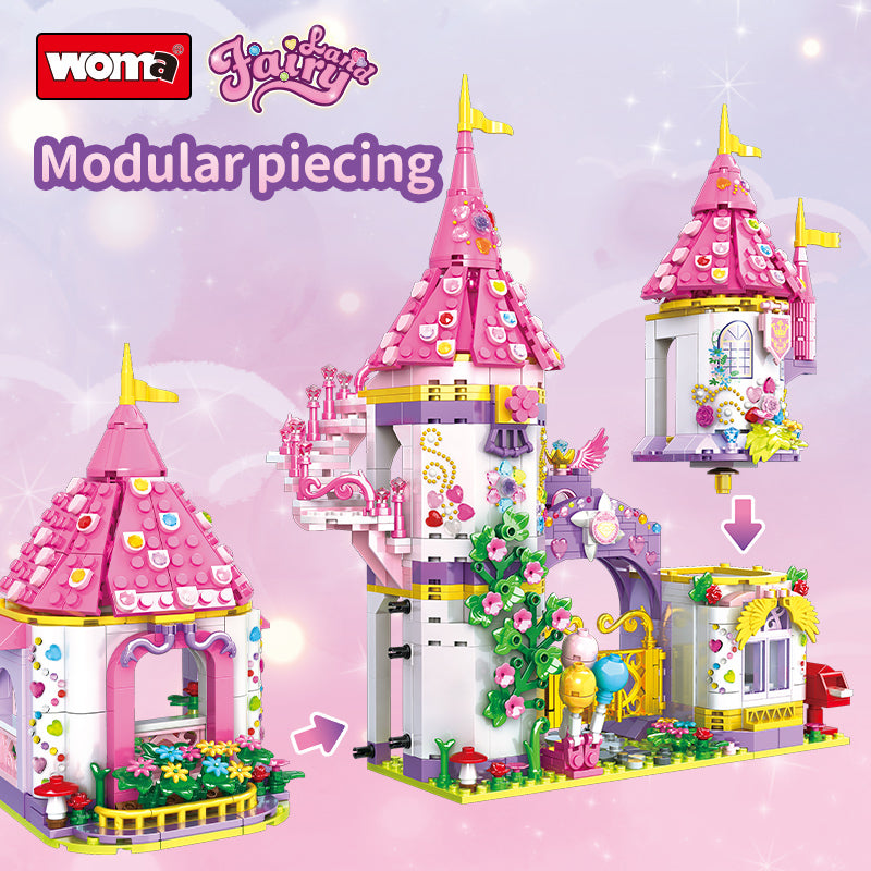 Princess Castle Carriage Educational Building Block Set Model for Girls Fairyland Play House for Children