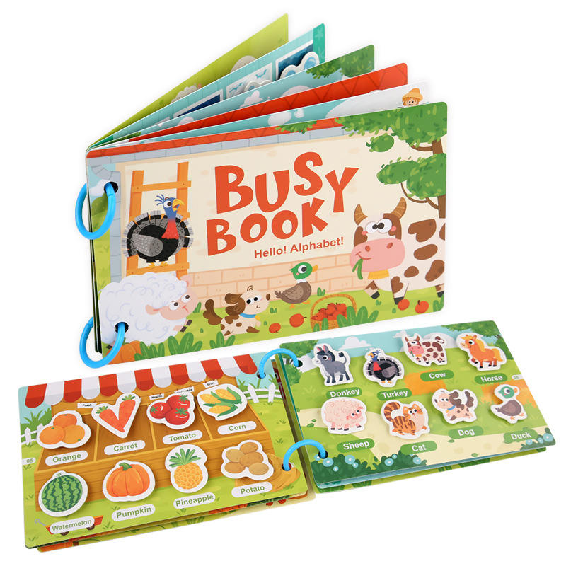 Wooden Busy Activity Book - Early Learning Puzzle & Matching Game for Kids