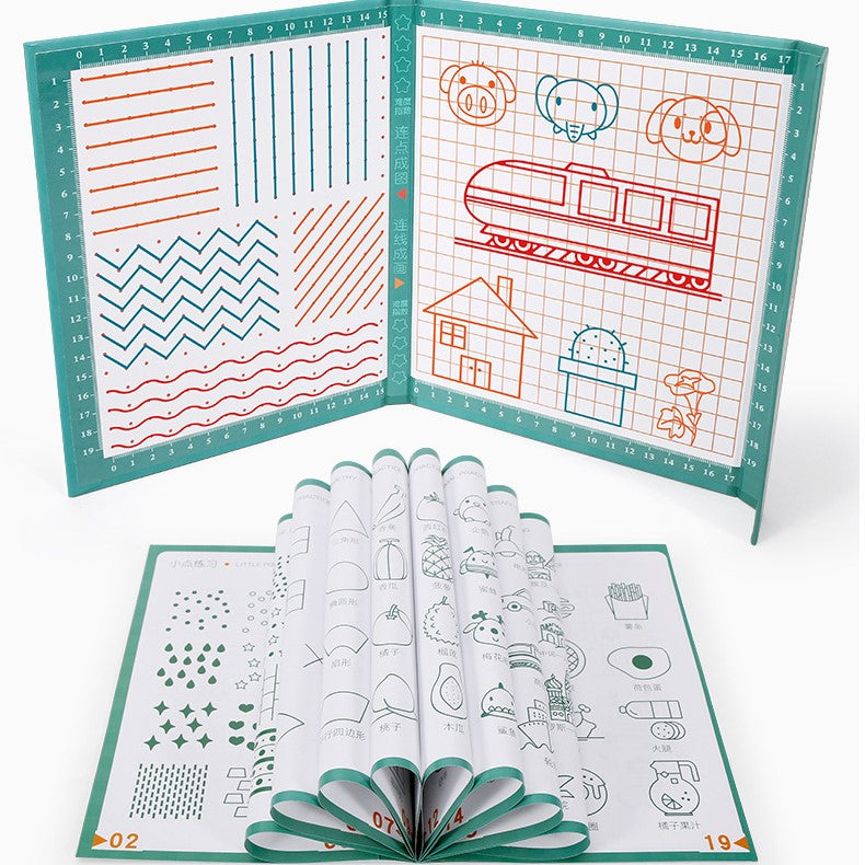 Montessori Wooden Drawing & Ligaturing Toy - Creative Learning Book for Kids (Parent-Child Game)