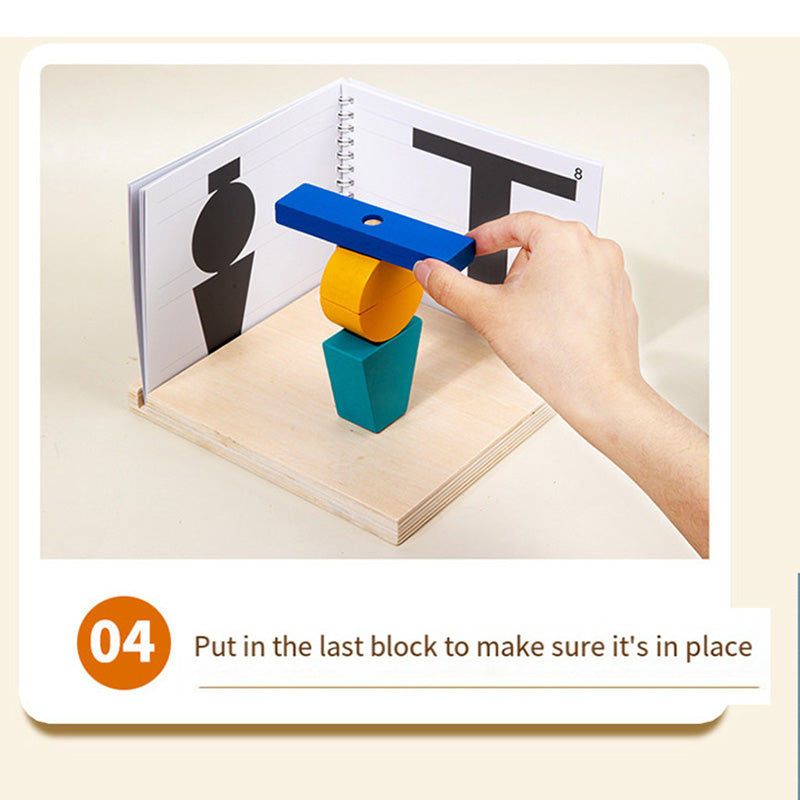 3D Wooden Space Building Blocks - Montessori Geometric Stacking Toy for Kids
