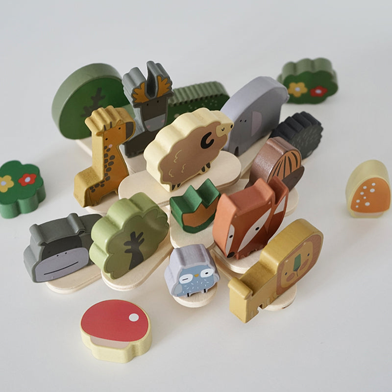 Montessori Animal Stacking Blocks - Wooden Balance Puzzle for Toddlers