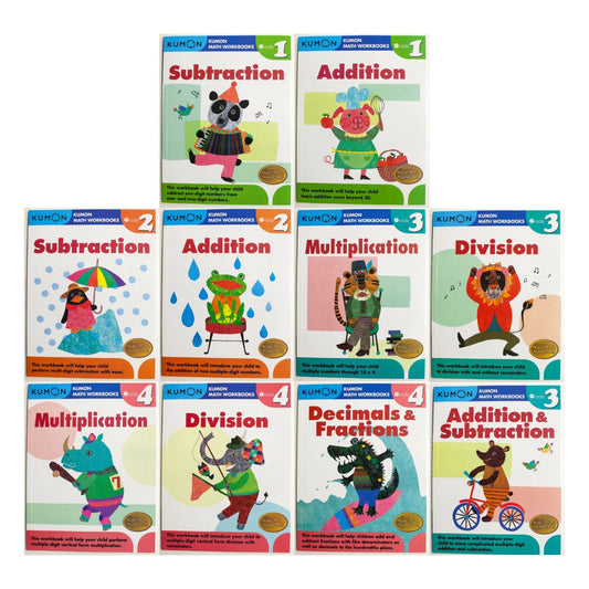 10 Volumes Kumon Math Workbooks Exercises: G1 to G4