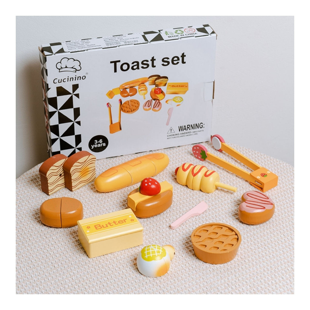 Wooden Magnetic Cutting Toast Set Toy