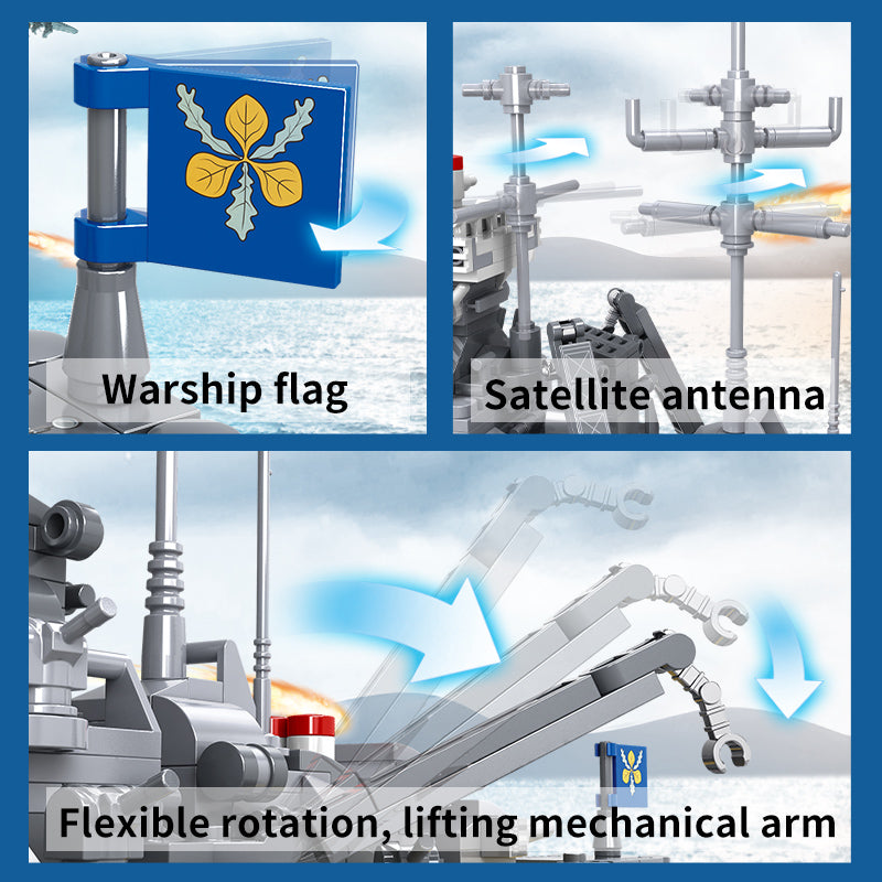 Army Ships Plastic Boat Model Small Building Blocks Bricks Boy Birthday Gift Set