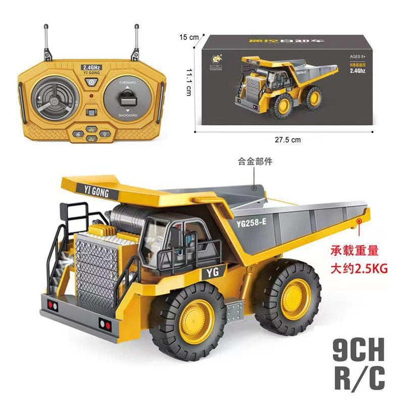 RC Dump Truck 9-Channel Remote Control Engineering Vehicle - Alloy Version