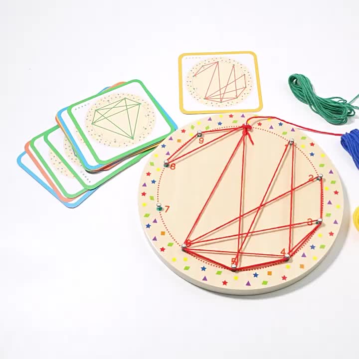 Montessori Threading Board - Wooden Nail & Rope Puzzle for Early Learning
