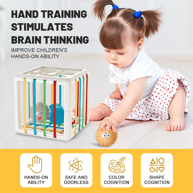 2-in-1 Soft Rubber Silicone Sensory Shape Sorter Baby Blocks Set - 9 PCS