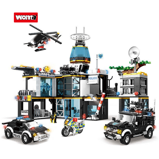 SWAT Team City Building Block Brick Set Police Station Car Toy