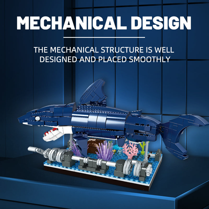 Ocean Marine Building Kit Movable Cyberpunk Shark Building Set Block Toy