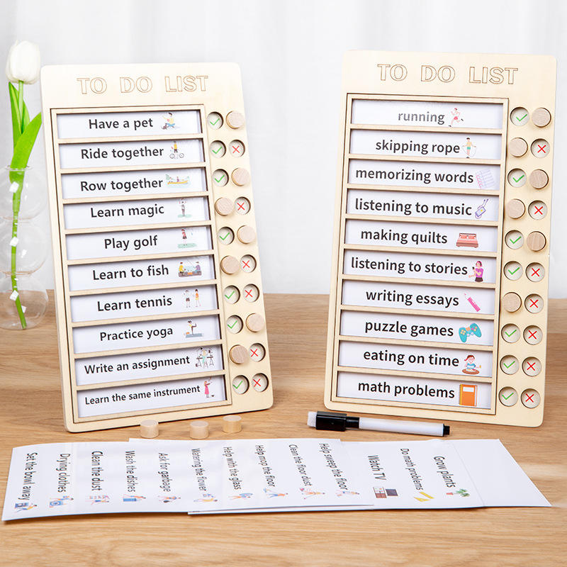 Kids' Daily Routine Board - Wooden Schedule Planner for Self-Discipline (Ages 5-10)