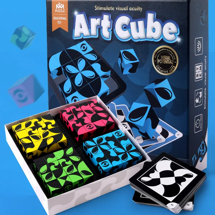 3D Art Wooden Cube Building Block
