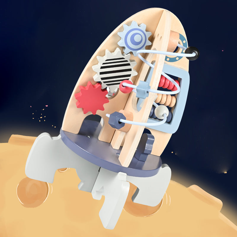 Wooden 4-in-1 Rocket Activity Cube