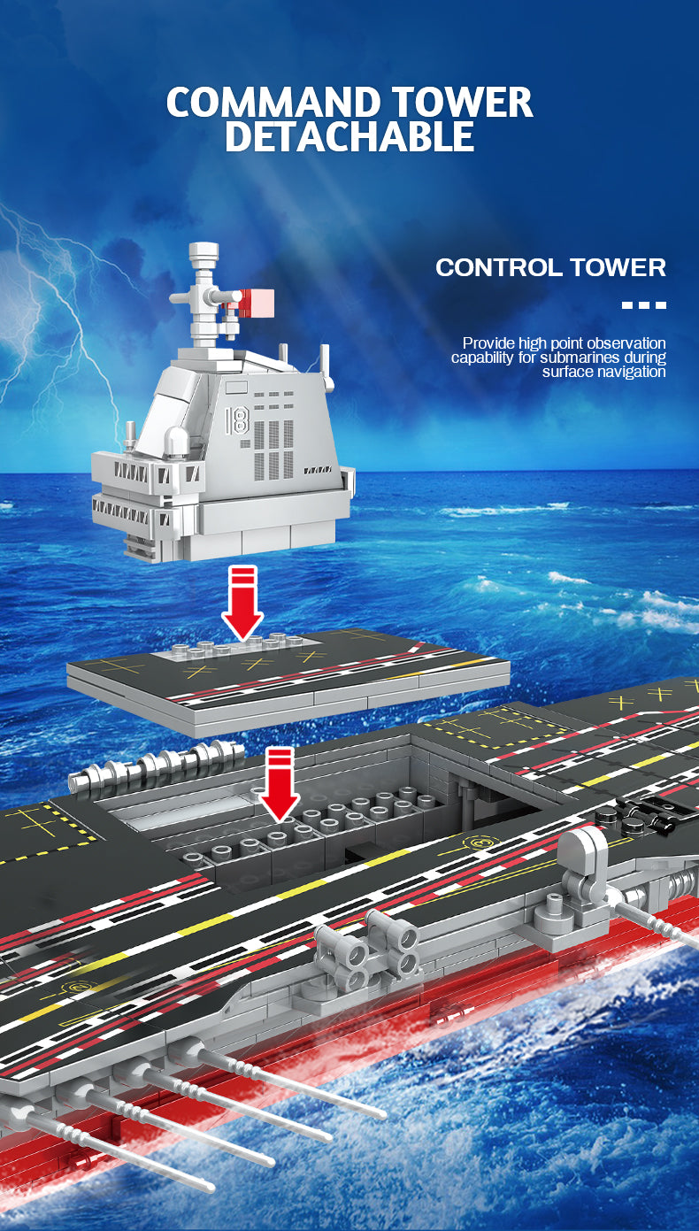 Aircraft Carrier Model Assemble Warship Building Blocks Brick Adult 003 Fujian Ship Toy