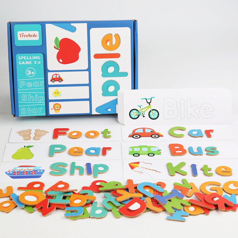 Montessori Wooden Letters – 78-Pc Jigsaw Word Spelling Toy