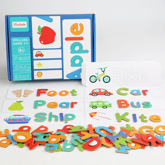 Montessori Wooden Letters – 78-Pc Jigsaw Word Spelling Toy