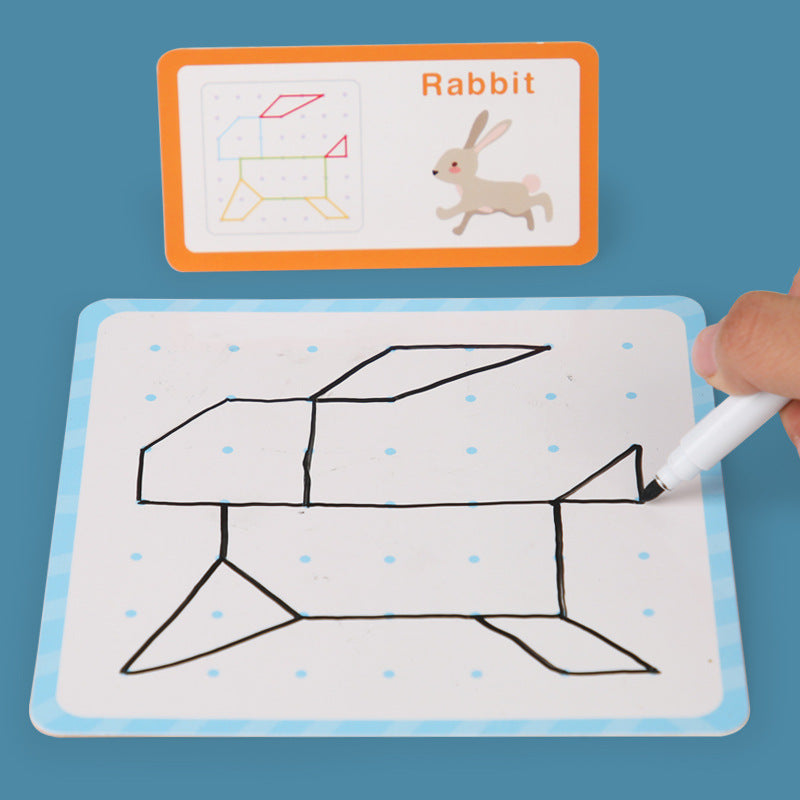 3-in-1 Montessori Geometry Puzzle - Wooden Nail Board for Shape & Color Learning