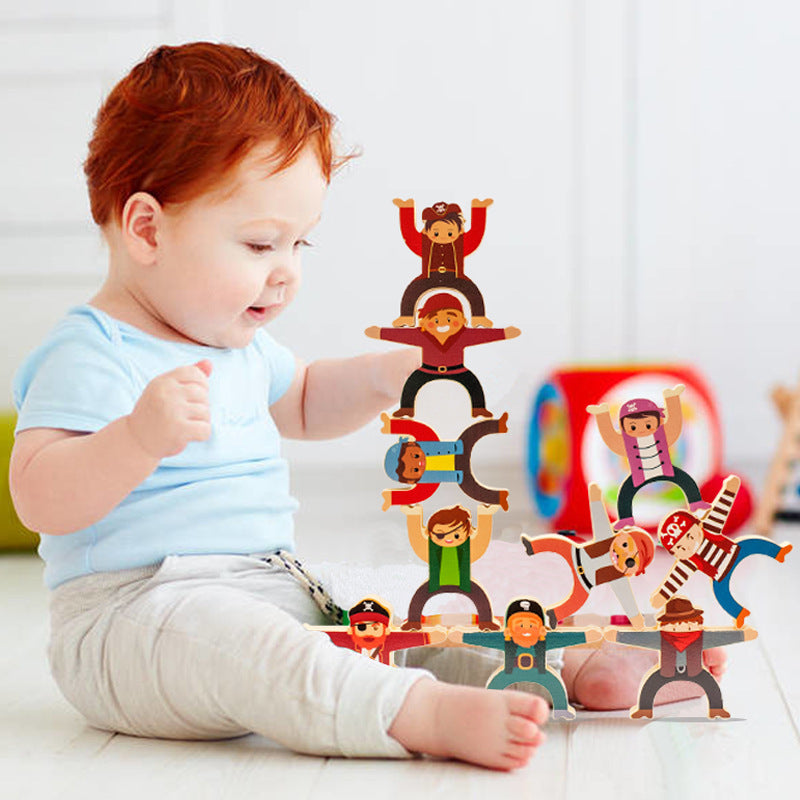 Wooden Equilibrium Stacking Toy – 12-Piece Hercules Balancing Blocks