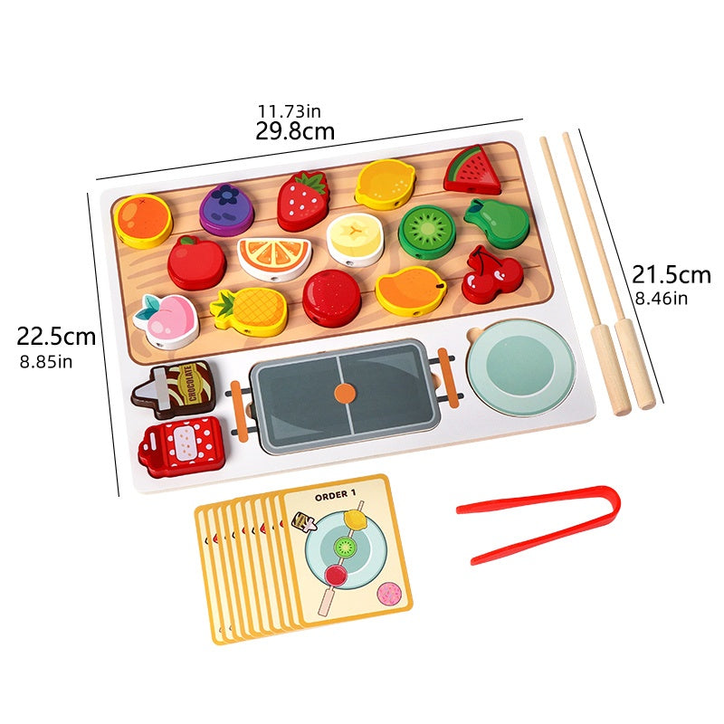 Wooden Fruit Puzzle Sticks – Montessori Early Learning & Kitchen Pretend Play Toy
