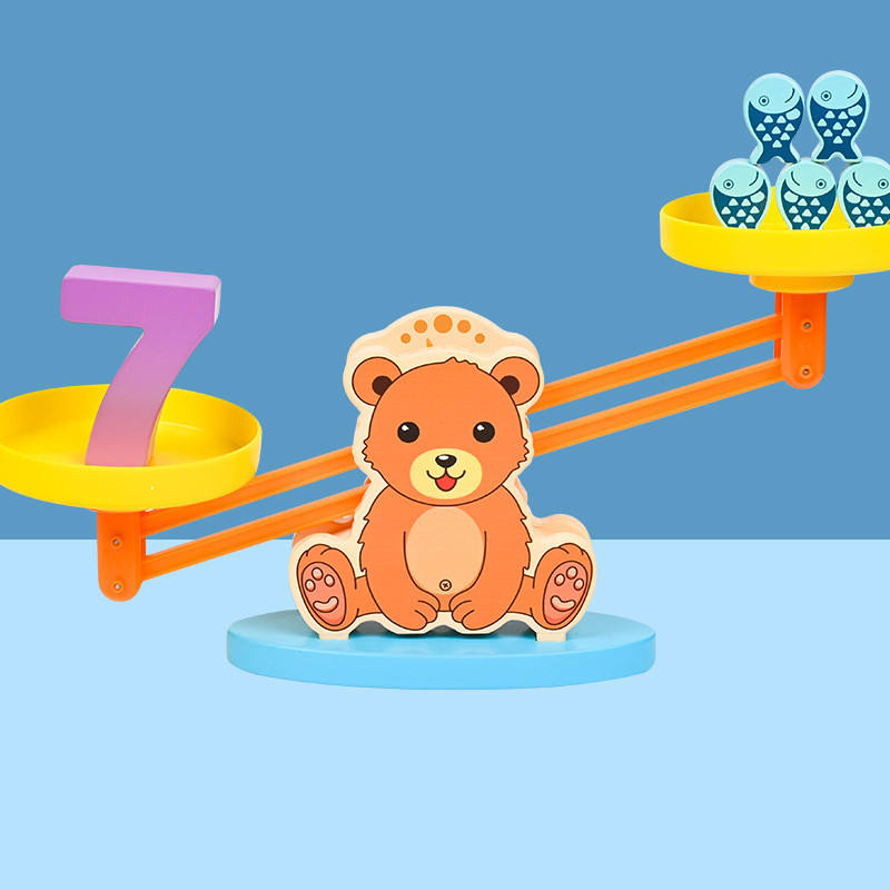 Number Learning Scale – Wooden Bear Counting Toy for Early Math Skills