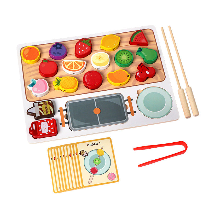 Wooden Fruit Puzzle Sticks – Montessori Early Learning & Kitchen Pretend Play Toy