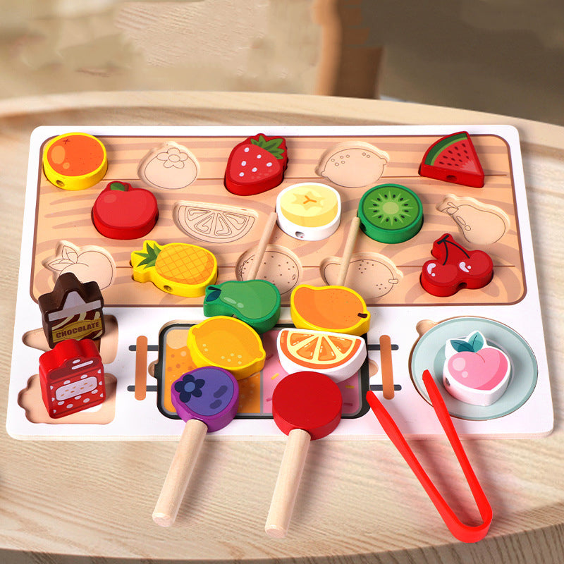 Wooden Fruit Puzzle Sticks – Montessori Early Learning & Kitchen Pretend Play Toy