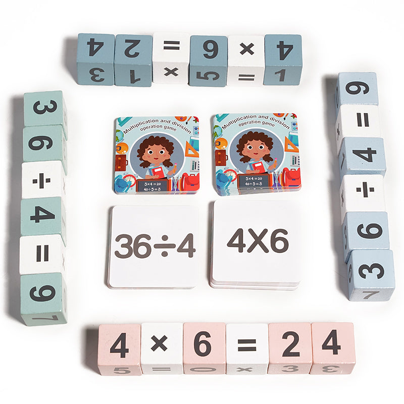 Wooden Math Blocks – Number Matching & Multiplication Game (Parent-Child Activity)