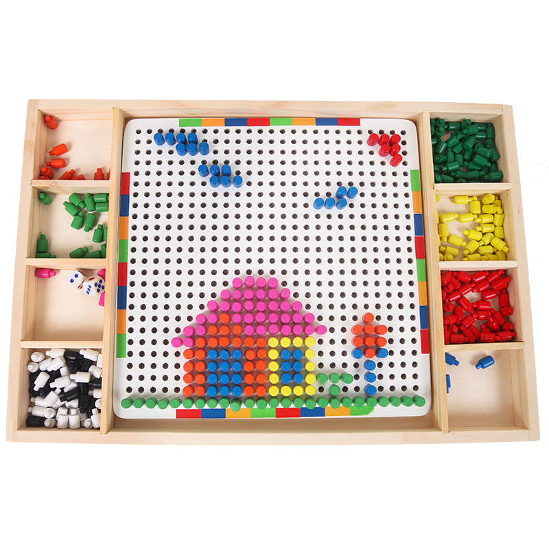 Montessori 2-in-1 Wooden Mushroom Nails Toy – Fine Motor Skills & Creativity Builder