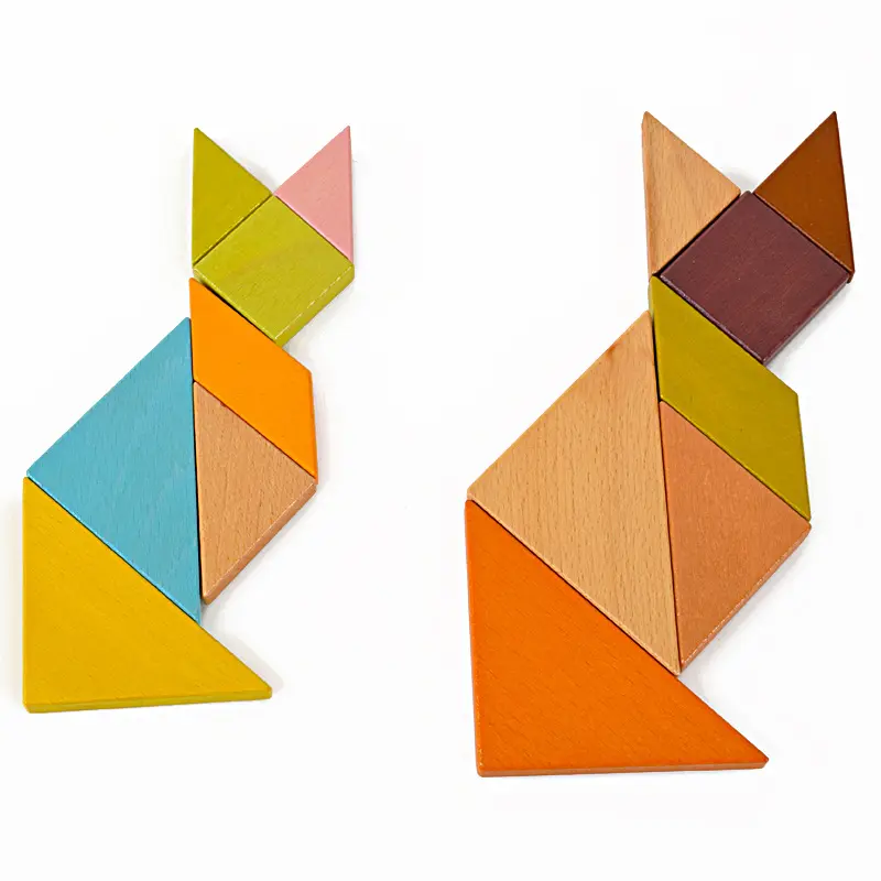 Wooden Colorful Jigsaw Tangram Puzzle