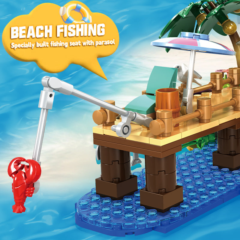 Fishing Village Cabin Building Blocks Set Construction Toy