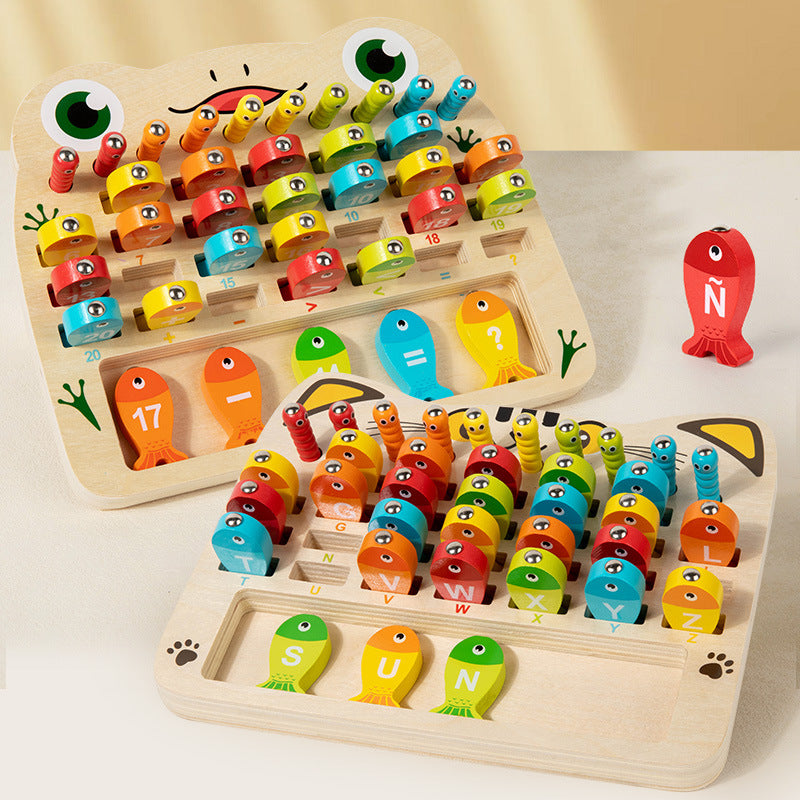 3-in-1 Montessori Fishing Toy – Alphabet, Numbers & Matching Wooden Game