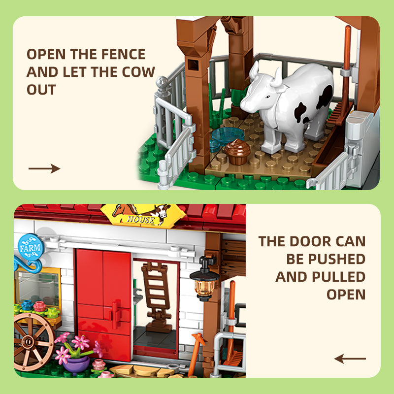 Farm Brick Block Building Set Animals Farm Toys Blocks for Kids - 530 PCS