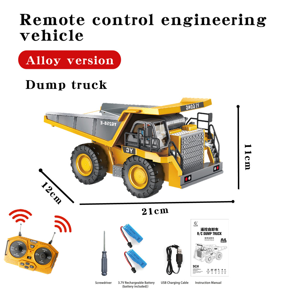 RC Dump Truck 9-Channel Remote Control Engineering Vehicle - Alloy Version