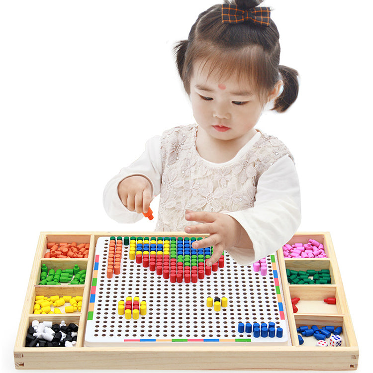 Montessori 2-in-1 Wooden Mushroom Nails Toy – Fine Motor Skills & Creativity Builder