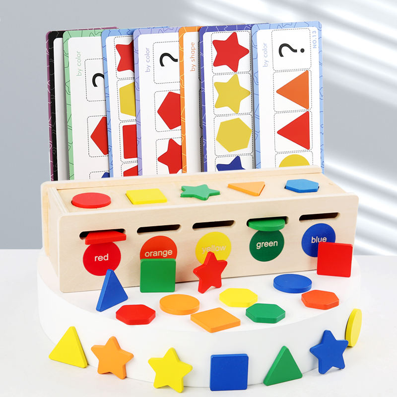 Wooden Montessori Color and Shape Matching Box Puzzle