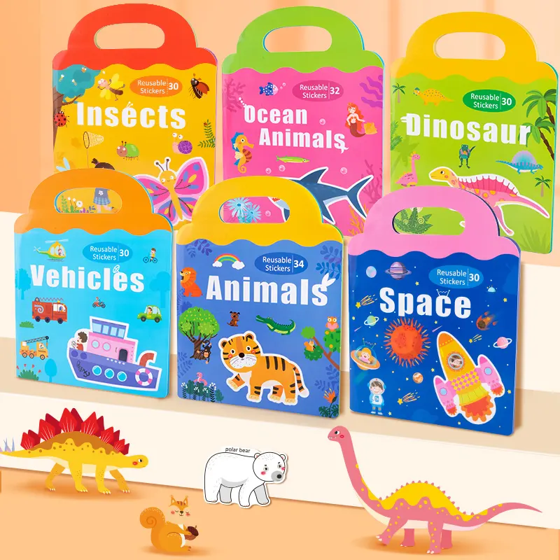 Preschool Montessori Educational  Magnetic Busy Book Reusable Sticker Puzzle Toy